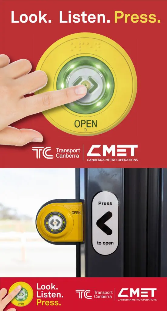 The button to press to open the door